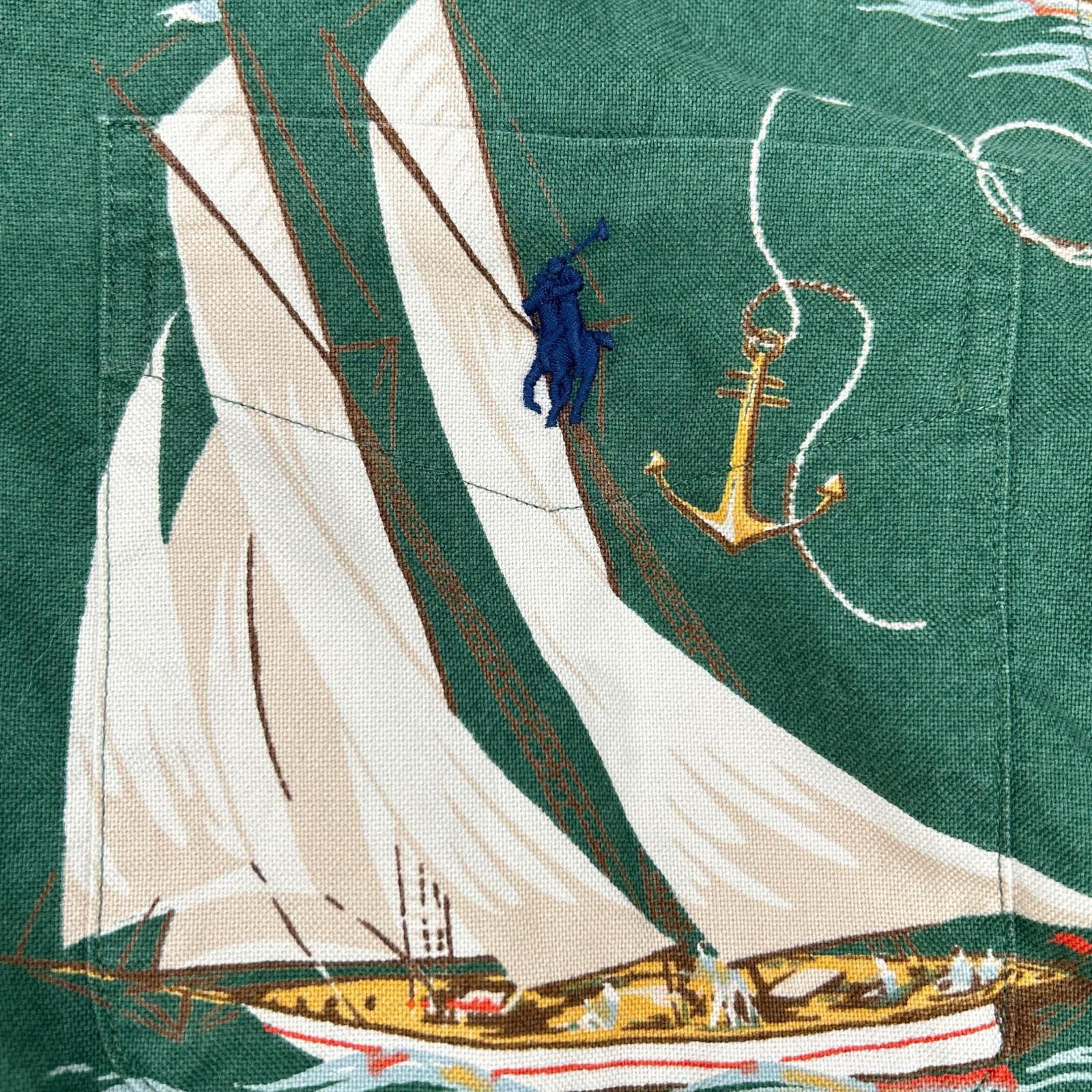 Polo by Ralph Lauren Green Cotton Classic-Fit Sailboat Oxford Camp Shirt Top