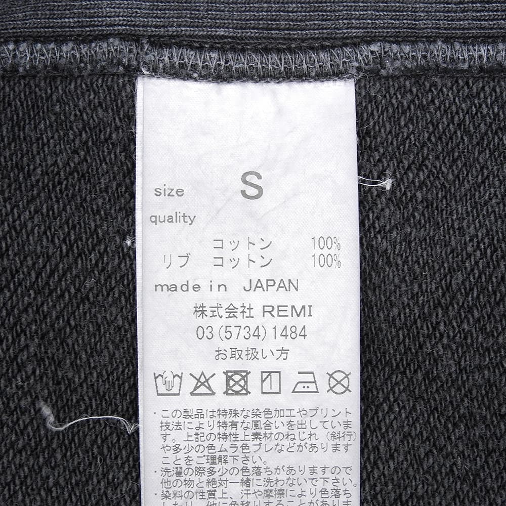 REMI RELIEF レミレリーフ Vガゼット クルーネック ロングスリーブ スウェット プルオーバー メンズ コットン フェードブラック S トップス