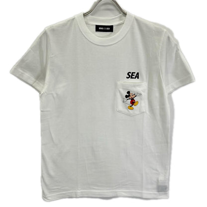WIND AND SEA ウィンダンシ― ×Disney WDS-C-DSNY-25-Q4-04 ホワイト ミッキープリント ショートスリーブポケットカットソー トップス
