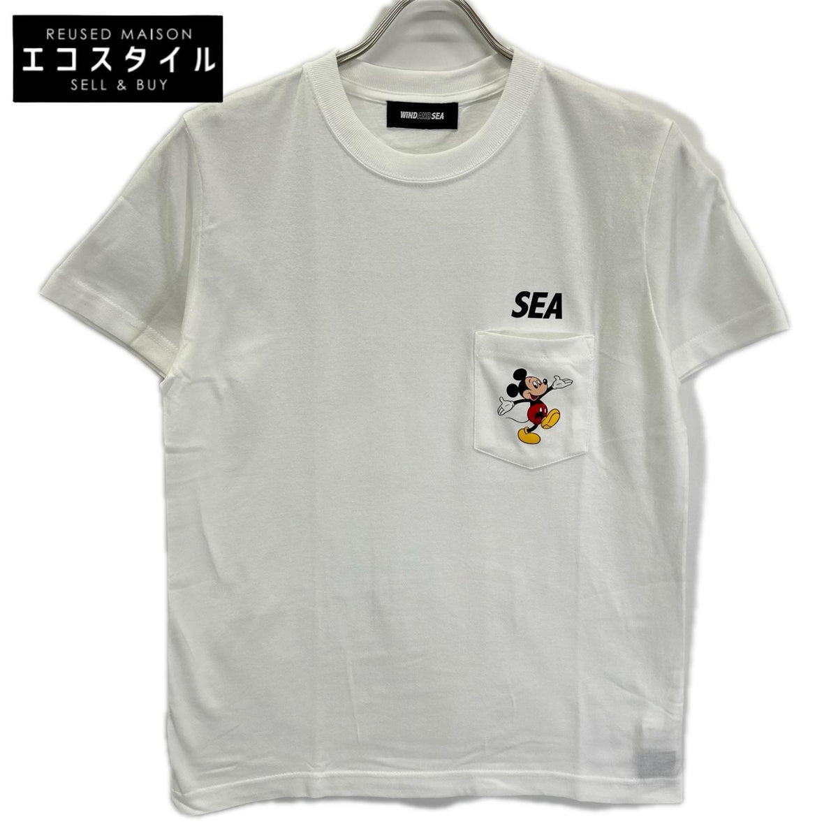 WIND AND SEA ウィンダンシ― ×Disney WDS-C-DSNY-25-Q4-04 ホワイト ミッキープリント ショートスリーブポケットカットソー トップス