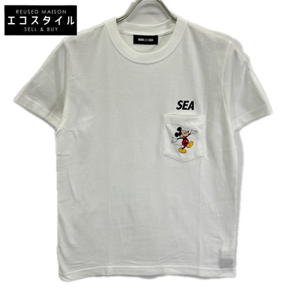 WIND AND SEA ウィンダンシ― ×Disney WDS-C-DSNY-25-Q4-04 ホワイト ミッキープリント ショートスリーブポケットカットソー トップス