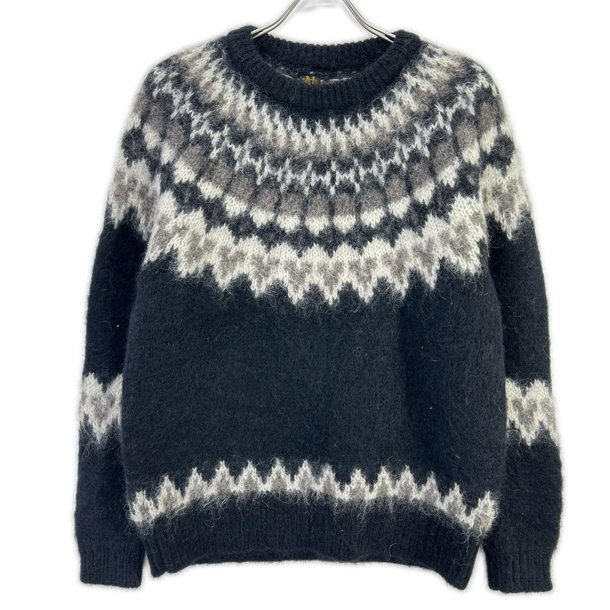 BATONER バトナー BN-19FM-046 ブラック MOHAIR NORDIC CREW NECK ノルディック柄ニットプルオーバー トップス