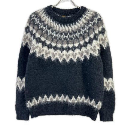 BATONER バトナー BN-19FM-046 ブラック MOHAIR NORDIC CREW NECK ノルディック柄ニットプルオーバー トップス