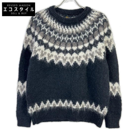 BATONER バトナー BN-19FM-046 ブラック MOHAIR NORDIC CREW NECK ノルディック柄ニットプルオーバー トップス