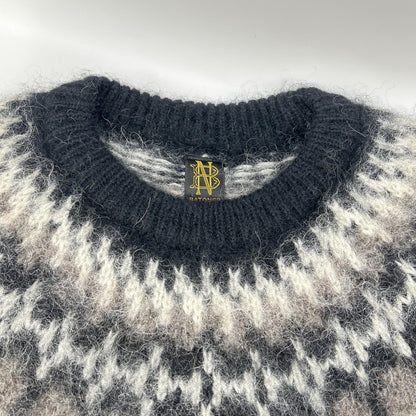 BATONER バトナー BN-19FM-046 ブラック MOHAIR NORDIC CREW NECK ノルディック柄ニットプルオーバー トップス