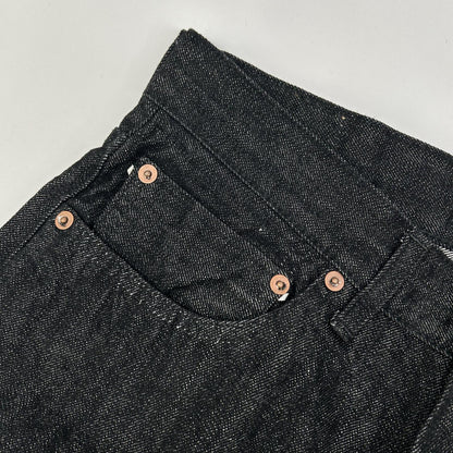 Ordinary fits LIMITED MODEL 117BK-25 Black One-Wash Loose-Fit 5-Pocket Selvedge Denim Pants