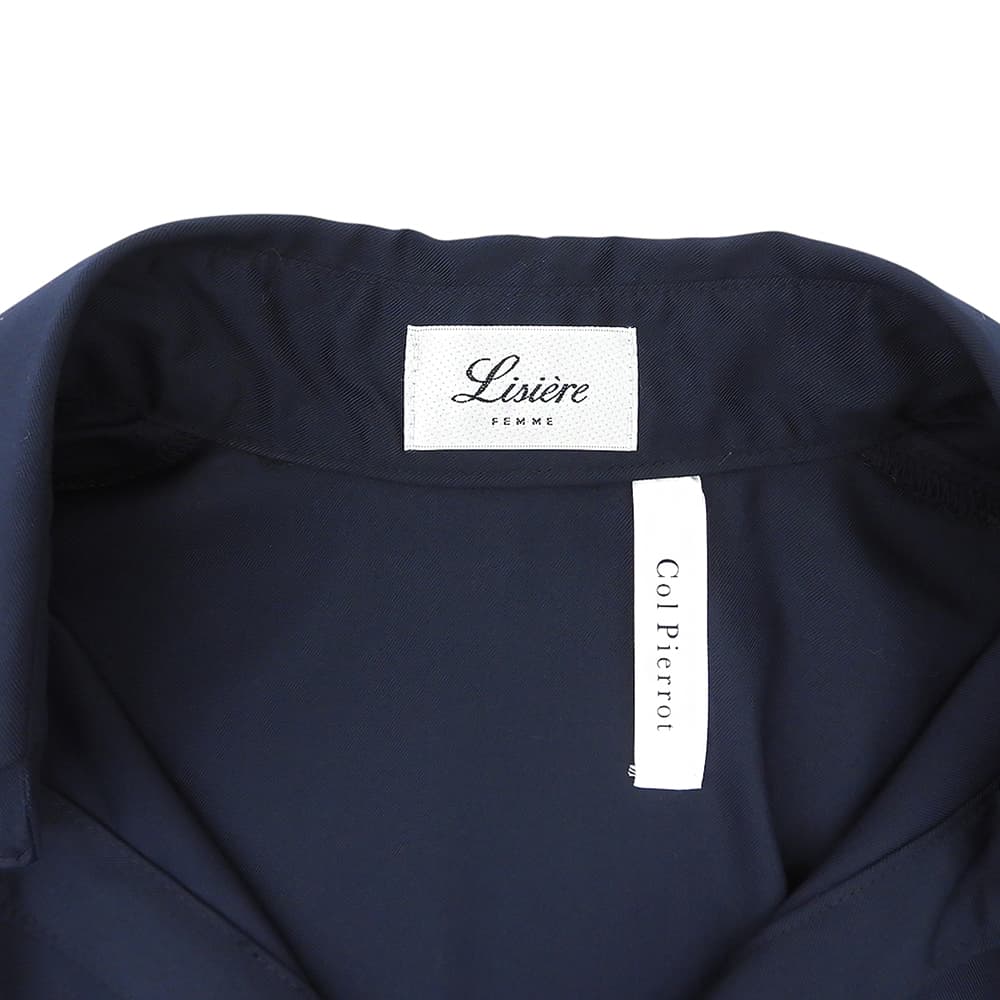 Lisiere リジェール ベルテッド シャツワンピース レディース ネイビー ワンピース