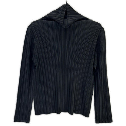 PLEATS PLEASE PP55-FK113 2025 Black Turtleneck Long-Sleeve Cutsew Top