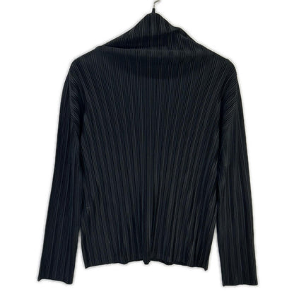 PLEATS PLEASE PP55-FK113 2025 Black Turtleneck Long-Sleeve Cutsew Top