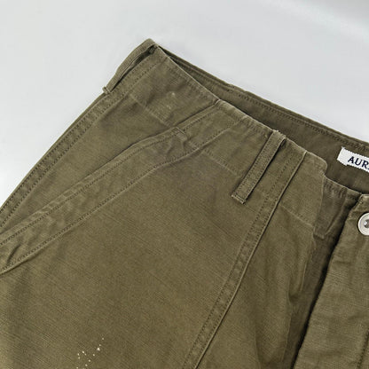 AURALEE オーラリー A25AP01BP 25AW オリーブグリーン WASHED BAGGY SATIN BLEACHED BAKER PANTS ペイントブリーチパンツ ボトムス