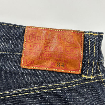 GOLD ゴールド GL42579A インディゴ RECYCLED WASTE SUVIN COTTON YARN 14oz. DENIM 5POCKET WIDE PANTS ジップフライデニムパンツ ボトムス