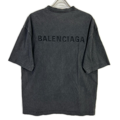 BALENCIAGA バレンシアガ 612966 ダークグレー ガーメントダイ バッグロゴ Tシャツ トップス