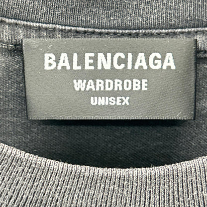 BALENCIAGA バレンシアガ 612966 ダークグレー ガーメントダイ バッグロゴ Tシャツ トップス