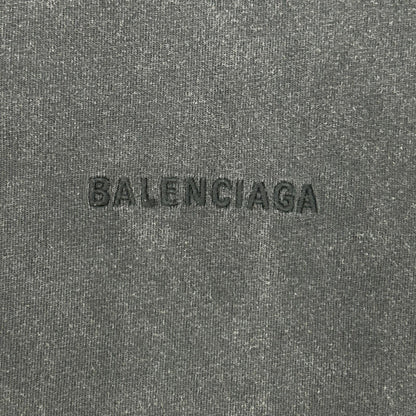 BALENCIAGA バレンシアガ 612966 ダークグレー ガーメントダイ バッグロゴ Tシャツ トップス