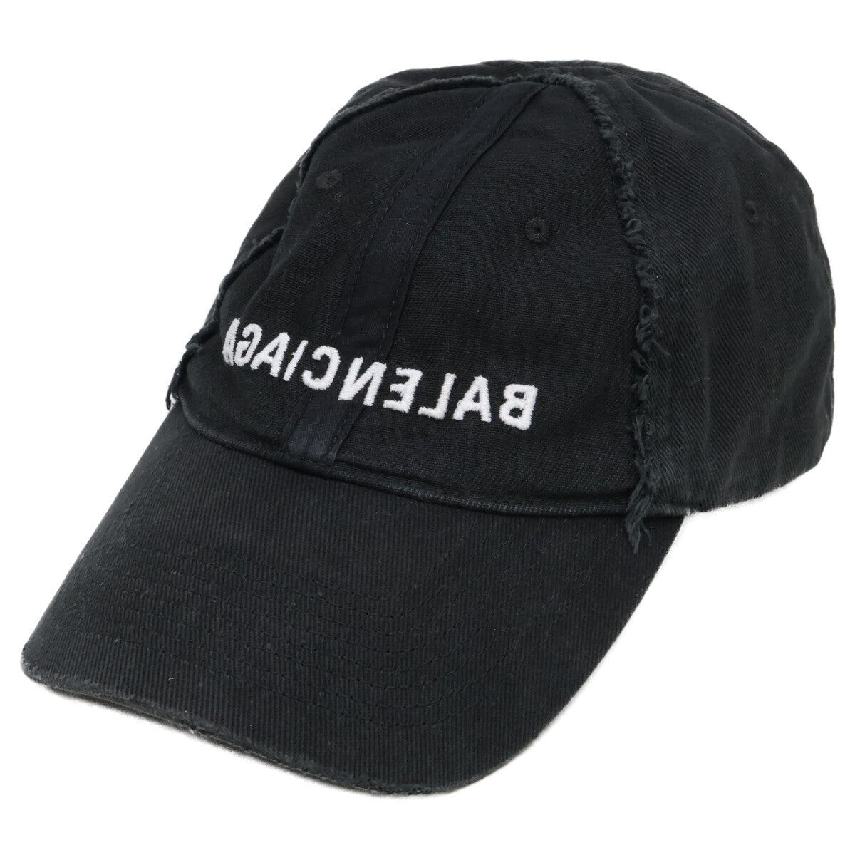 BALENCIAGA バレンシアガ 【即決/国内正規】723773 410B2 エンブロイダリーロゴ ダメージ ベースボールキャップ 帽子