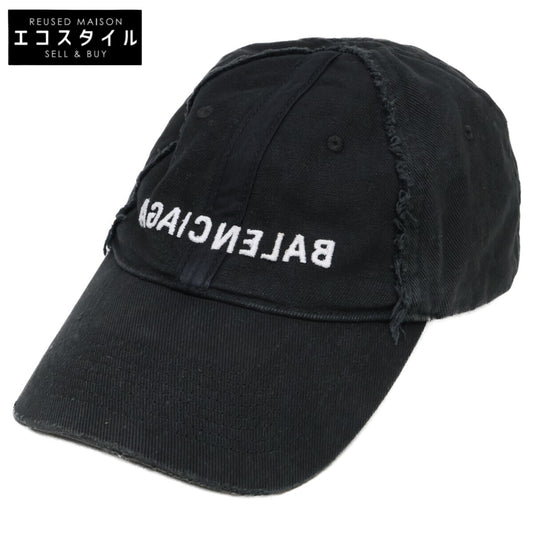 BALENCIAGA バレンシアガ 【即決/国内正規】723773 410B2 エンブロイダリーロゴ ダメージ ベースボールキャップ 帽子