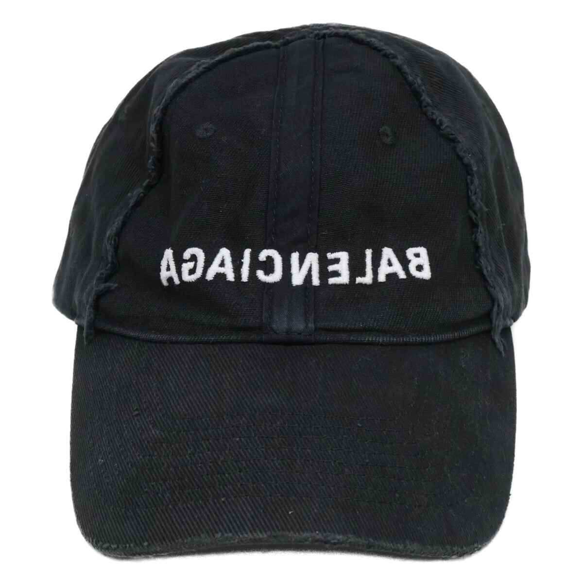 BALENCIAGA バレンシアガ 【即決/国内正規】723773 410B2 エンブロイダリーロゴ ダメージ ベースボールキャップ 帽子