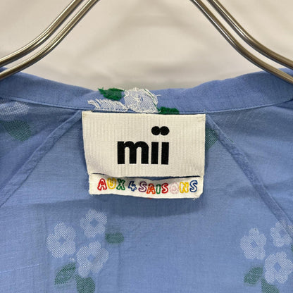 mii ミー 24-050-410-0047 ライトブルー コットン フラワー総柄 ロングスリーブブラウス トップス