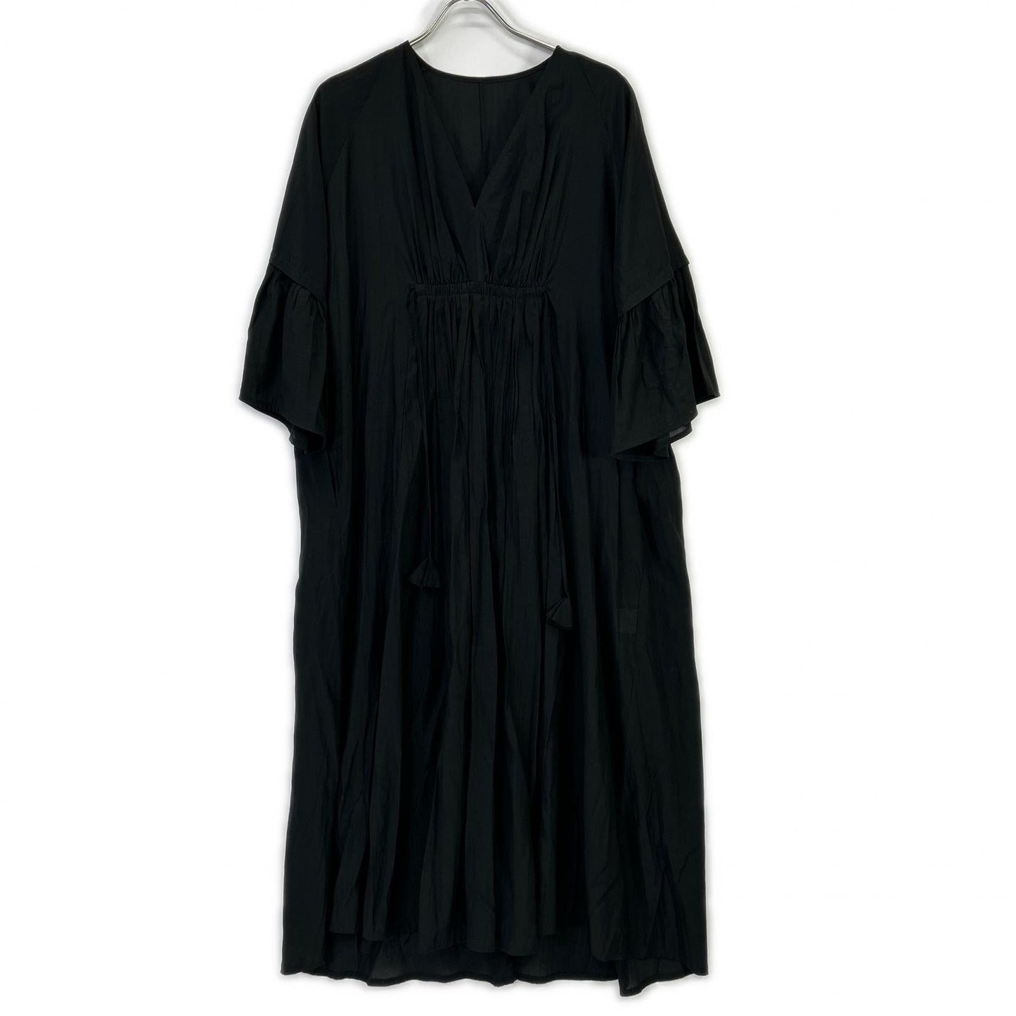 HOUSE OF LOTUS House of Lotus [× Miyako Takayama] Black Cotton Front-Gathered Caftan Dress Dress