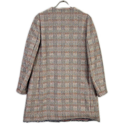 EMPORIOARMANI 2NL36T 2018 Model Multicolor Concealed-Button Tweed Collarless Coat