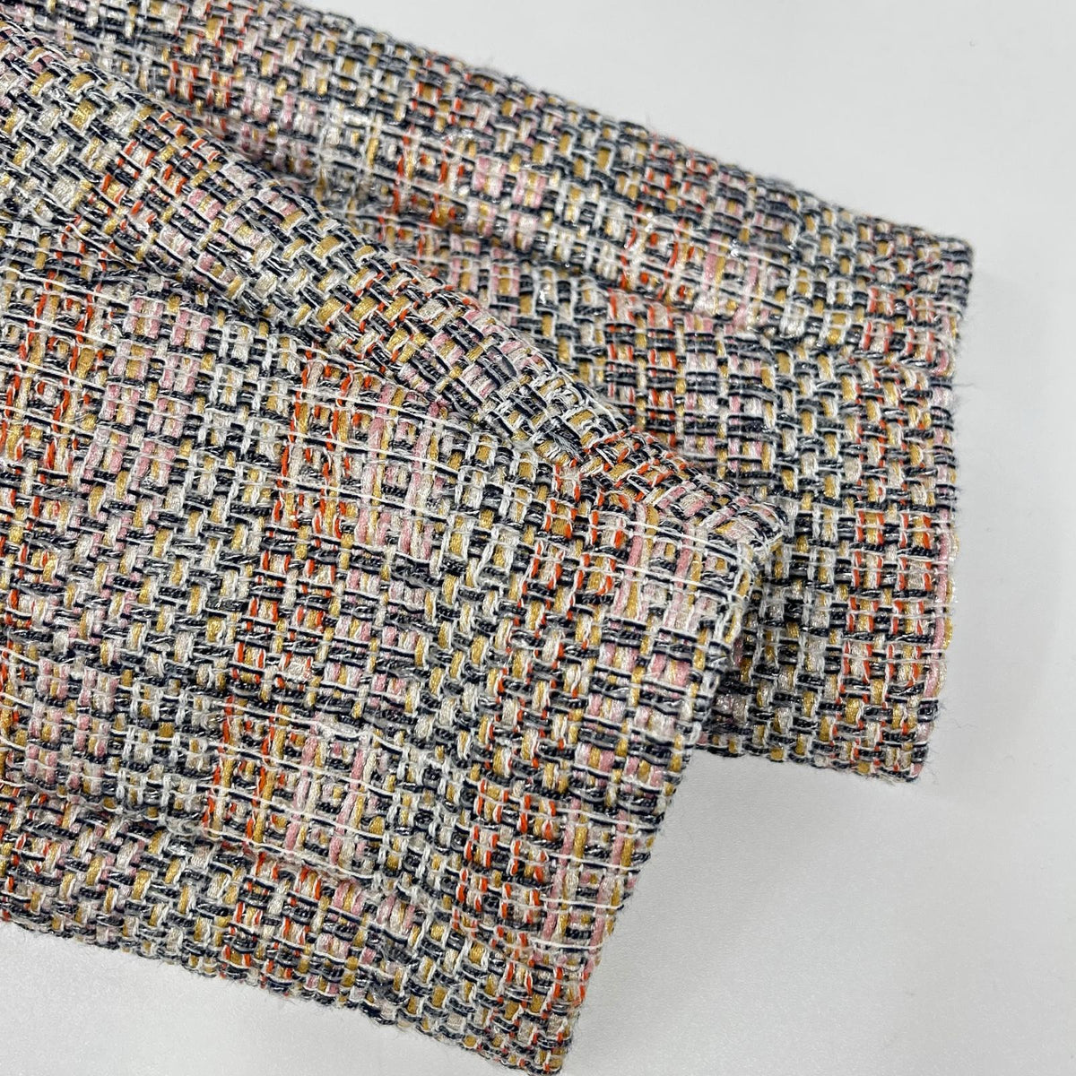 EMPORIOARMANI 2NL36T 2018 Model Multicolor Concealed-Button Tweed Collarless Coat