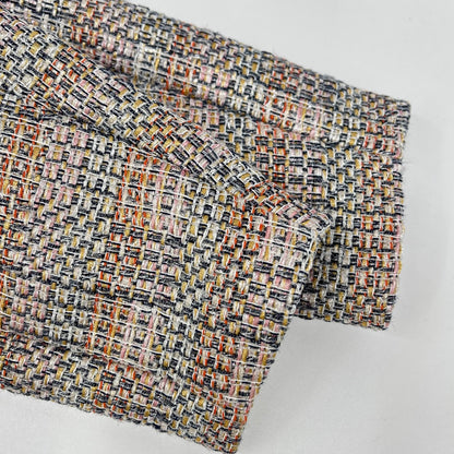 EMPORIOARMANI 2NL36T 2018 Model Multicolor Concealed-Button Tweed Collarless Coat