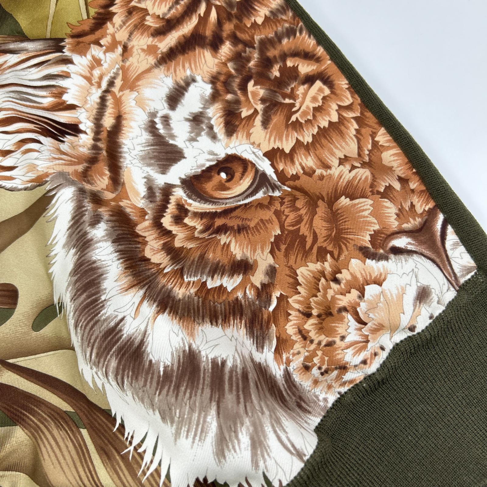SalvatoreFerragamo サルバトーレフェラガモ カーキ ウール×シルク 花柄 ボタン ニット カーディガン トップス