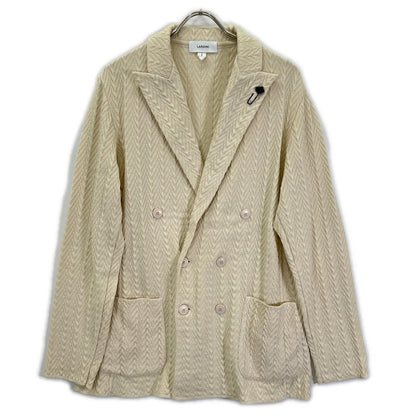 LARDINI ラルディーニ EQLJM57 アイボリー コットン ヘリンボーン ラペルピン ダブルブレストニットジャケット ジャケット