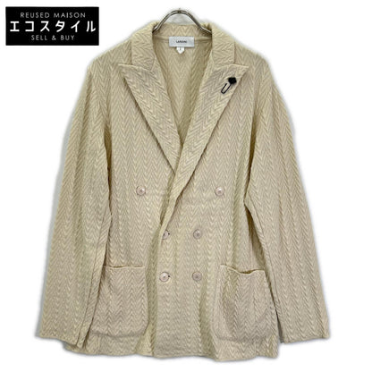 LARDINI ラルディーニ EQLJM57 アイボリー コットン ヘリンボーン ラペルピン ダブルブレストニットジャケット ジャケット
