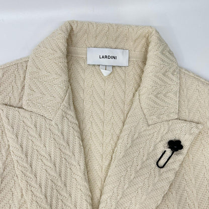 LARDINI ラルディーニ EQLJM57 アイボリー コットン ヘリンボーン ラペルピン ダブルブレストニットジャケット ジャケット