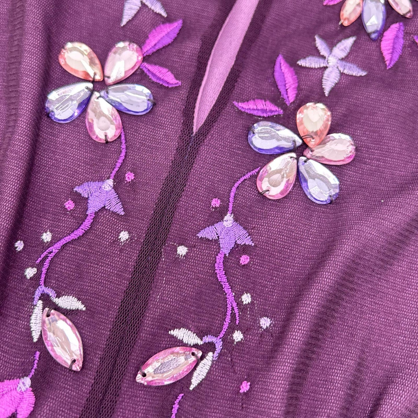 VIVIENNE TAM ヴィヴィアンタム パープル ビジューフラワー刺繍 Iライン ワンピース ワンピース