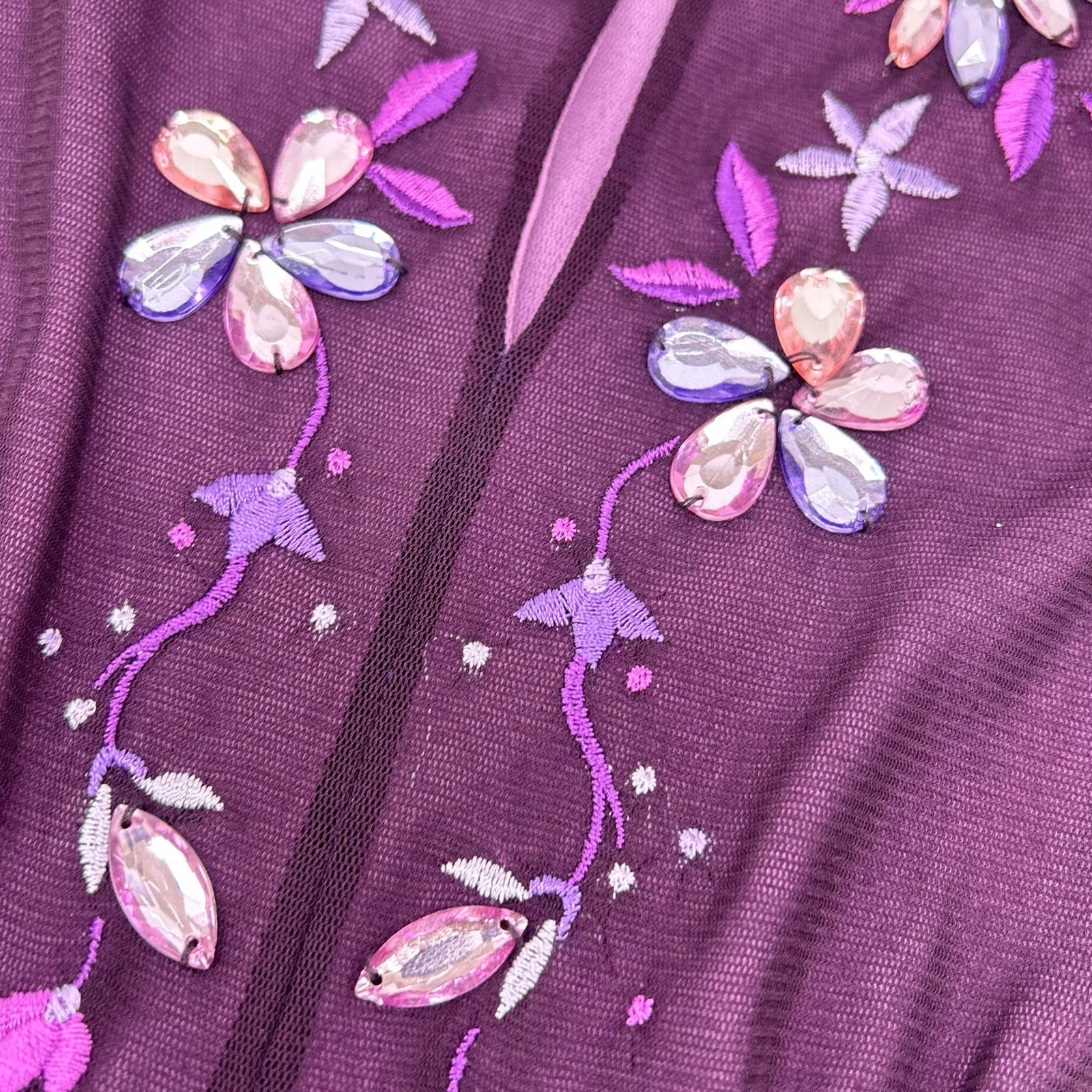VIVIENNE TAM ヴィヴィアンタム パープル ビジューフラワー刺繍 Iライン ワンピース ワンピース