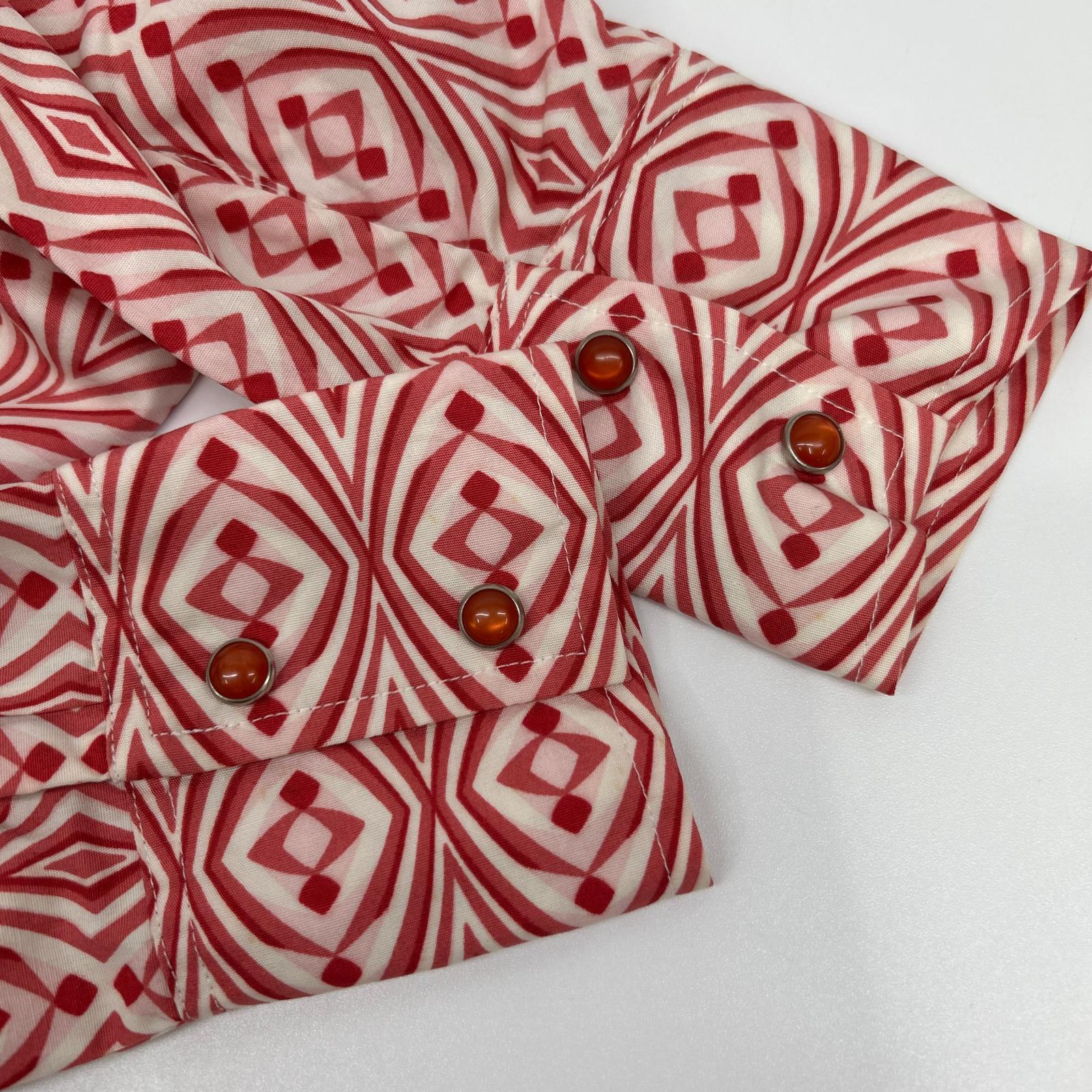 Chloe Chloé Red Cotton All-Over-Pattern Front-Button I-Line Dress