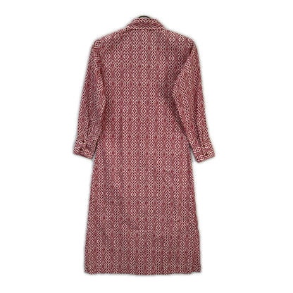 Chloe Chloé Red Cotton All-Over-Pattern Front-Button I-Line Dress