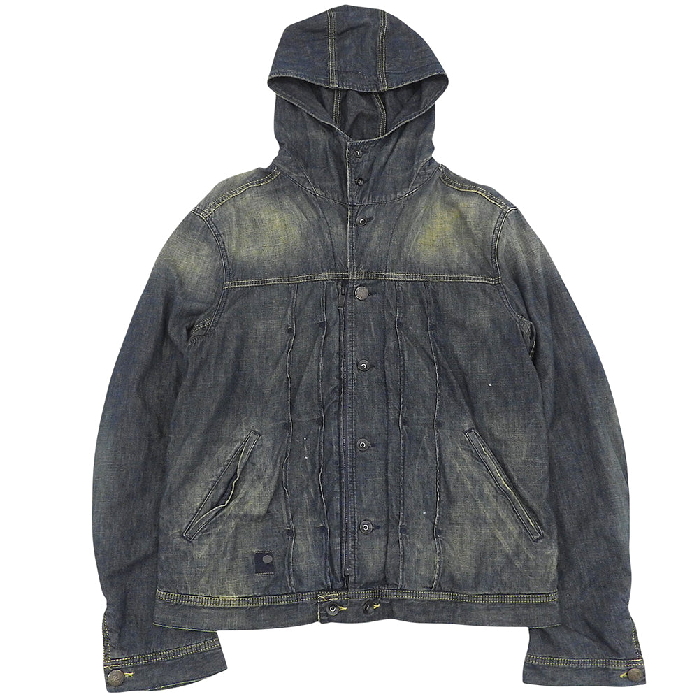 DIESEL ディーゼル JUZIHOOD ヴィンテージ加工 フーデッド デニムジャケット メンズ インディゴ XL ジャケット