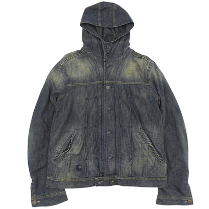 DIESEL ディーゼル JUZIHOOD ヴィンテージ加工 フーデッド デニムジャケット メンズ インディゴ XL ジャケット