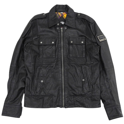 DIESEL ディーゼル ラムスキン チェックライニング シングル ライダースジャケット メンズ ブラック XL ジャケット