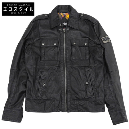 DIESEL ディーゼル ラムスキン チェックライニング シングル ライダースジャケット メンズ ブラック XL ジャケット