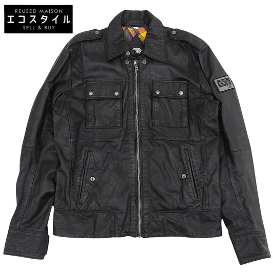 DIESEL ディーゼル ラムスキン チェックライニング シングル ライダースジャケット メンズ ブラック XL ジャケット