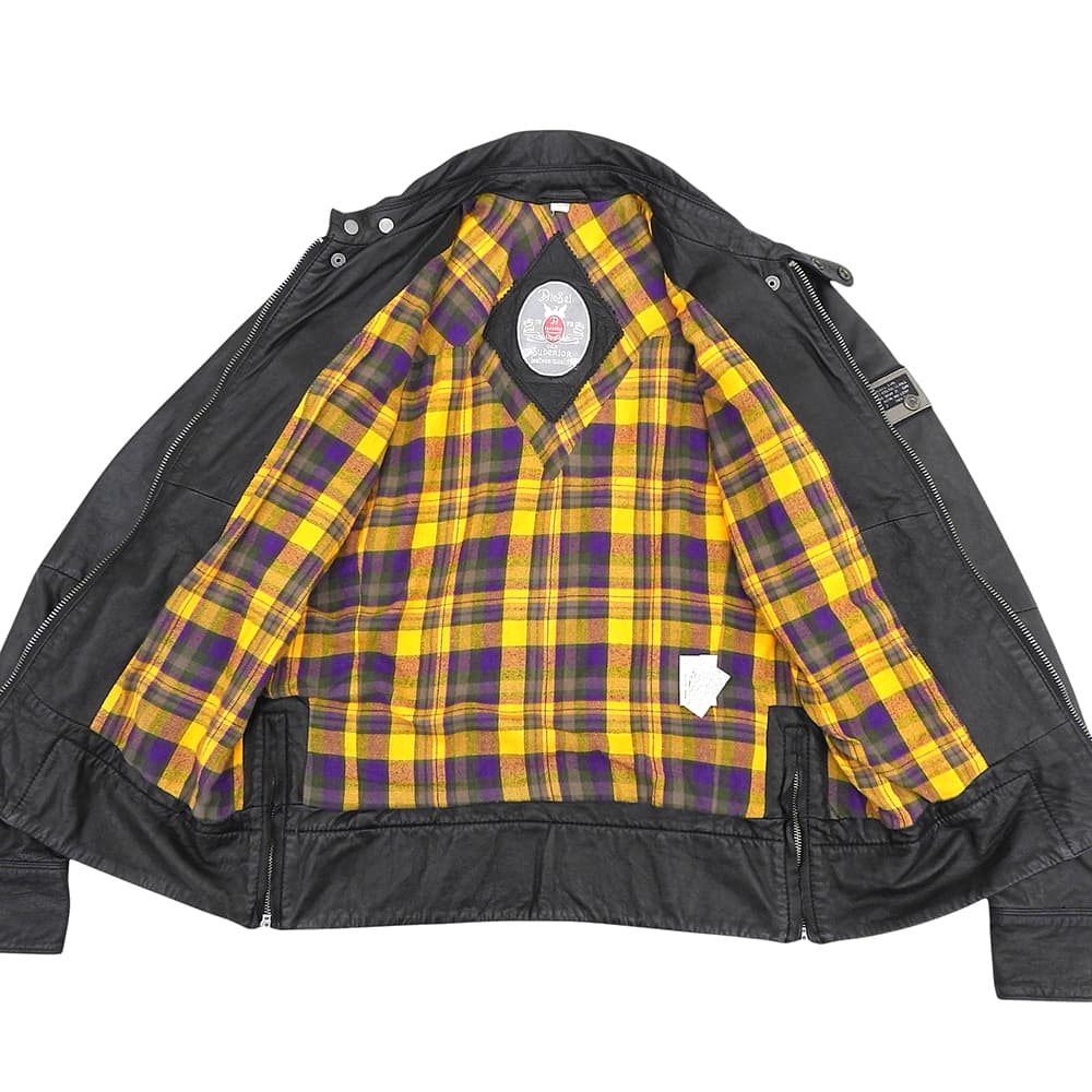 DIESEL ディーゼル ラムスキン チェックライニング シングル ライダースジャケット メンズ ブラック XL ジャケット