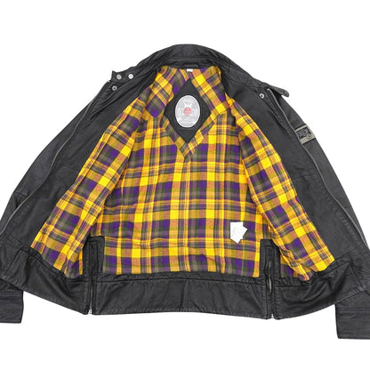 DIESEL ディーゼル ラムスキン チェックライニング シングル ライダースジャケット メンズ ブラック XL ジャケット