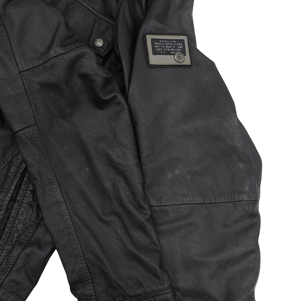 DIESEL ディーゼル ラムスキン チェックライニング シングル ライダースジャケット メンズ ブラック XL ジャケット