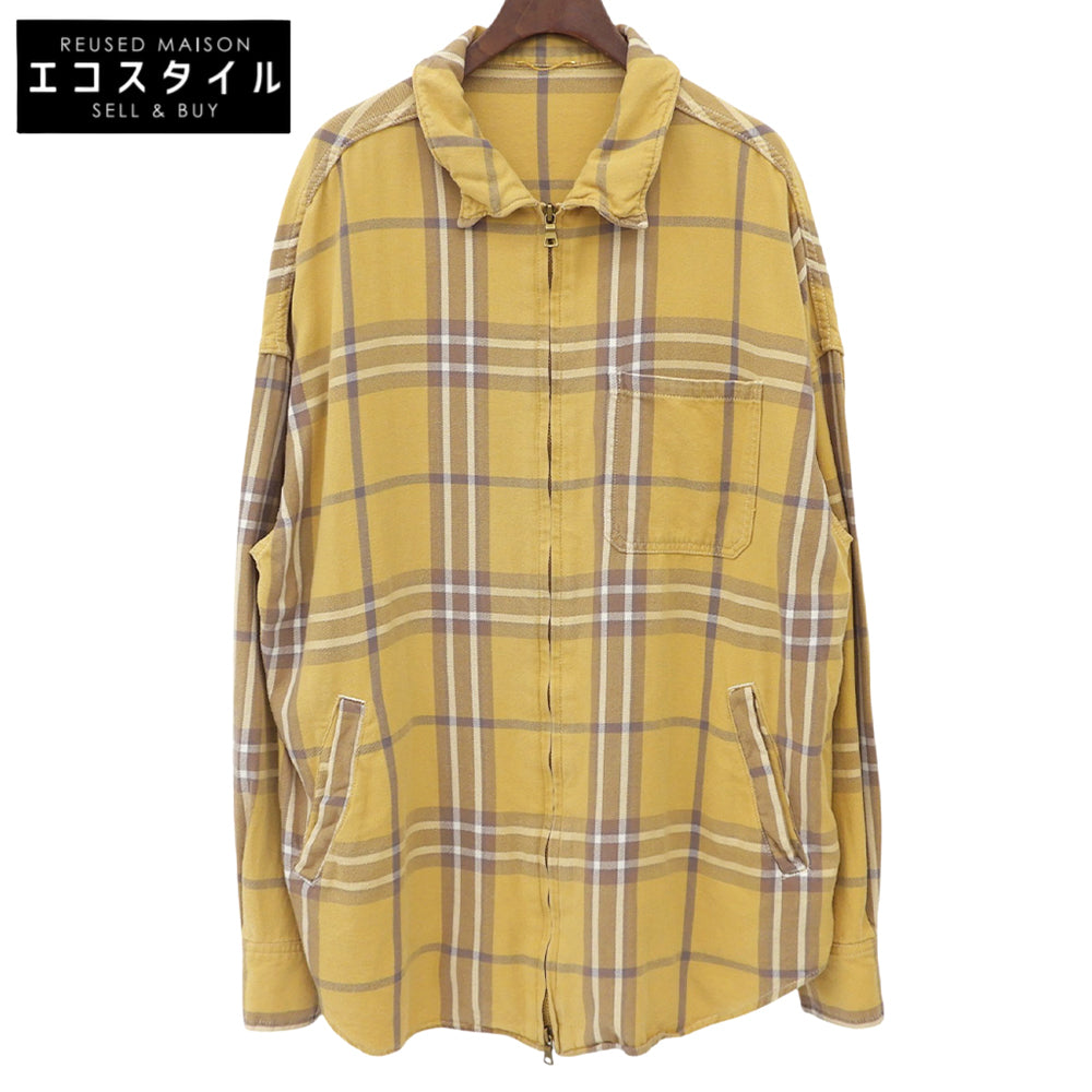 Deuxieme Classe ドゥーズィエムクラス チェック ジップアップ シャツ トップス レディース イエロー×ブラウン トップス