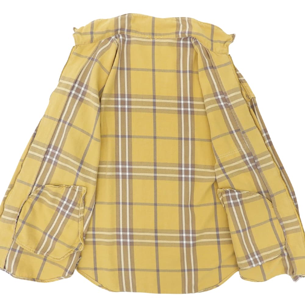 Deuxieme Classe ドゥーズィエムクラス チェック ジップアップ シャツ トップス レディース イエロー×ブラウン トップス