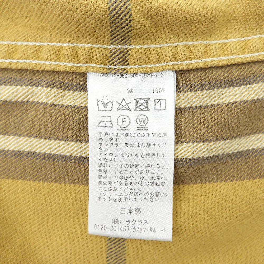 Deuxieme Classe ドゥーズィエムクラス チェック ジップアップ シャツ トップス レディース イエロー×ブラウン トップス