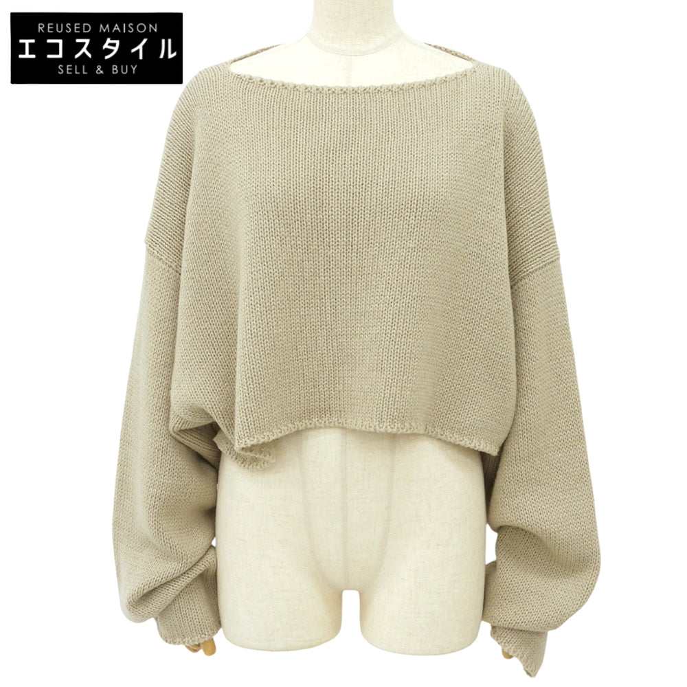 sulvam サルバム ロングスリーブ クロップドニット トップス レディース ウール混 ベージュ S トップス