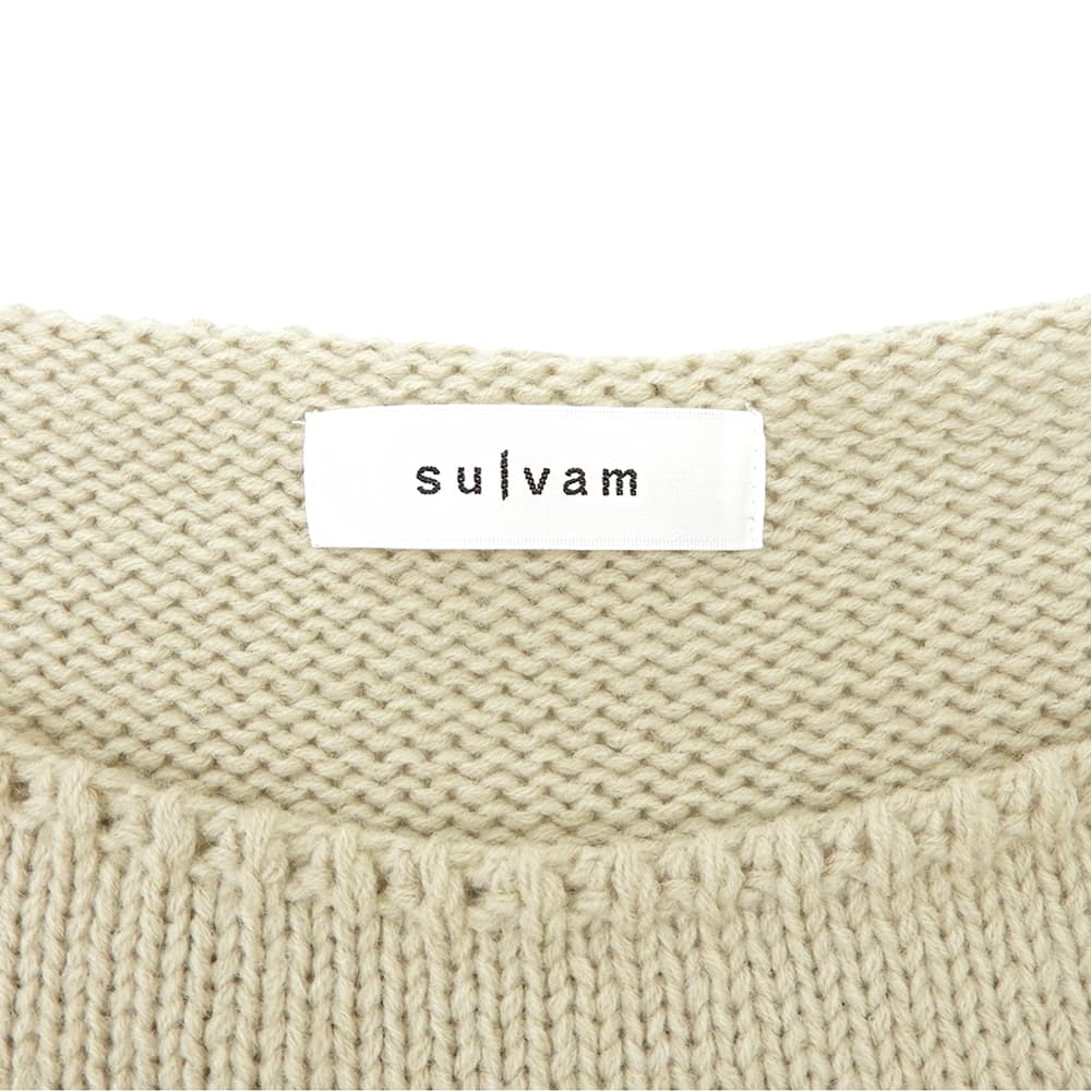 sulvam サルバム ロングスリーブ クロップドニット トップス レディース ウール混 ベージュ S トップス