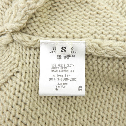 sulvam サルバム ロングスリーブ クロップドニット トップス レディース ウール混 ベージュ S トップス