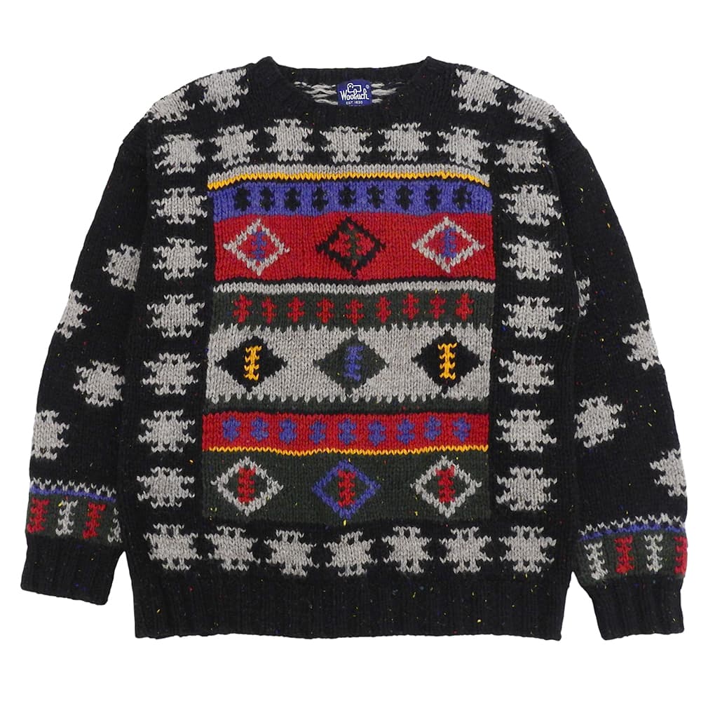 WOOLRICH ウールリッチ フォークロア柄 ニットセーター トップス メンズ ウール マルチカラー XL 80s 紺タグ トップス