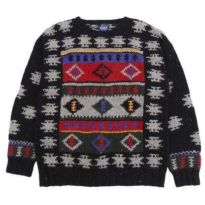 WOOLRICH ウールリッチ フォークロア柄 ニットセーター トップス メンズ ウール マルチカラー XL 80s 紺タグ トップス